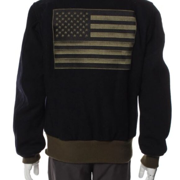 Schott NYC Black Cat Wool Bomber Jacket Sz Large NWT Retail $575.00 - Picture 2 of 15